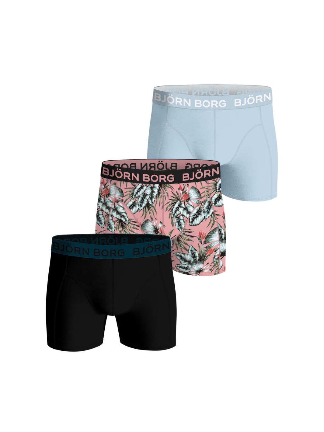 3-Pack Ljusblå - Mönstrade Björn Borg Boys Boxershorts