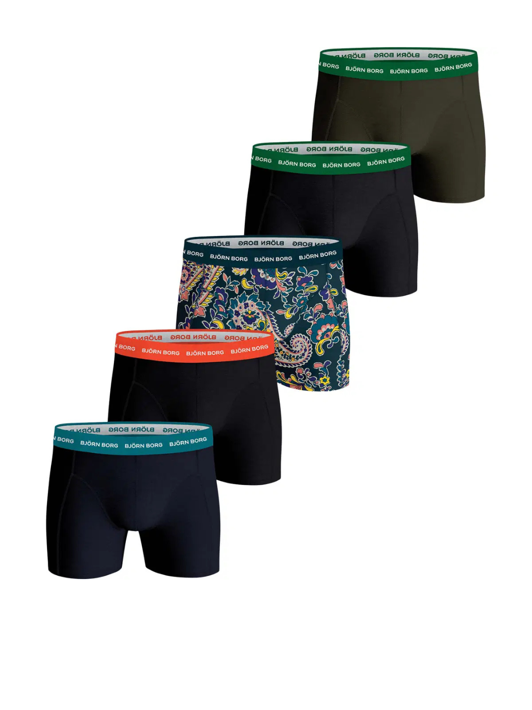 Björn Borg 5-Pack 10001719-MP002 farverige boxershorts til mænd - Komfortabelt og slidstærkt undertøj