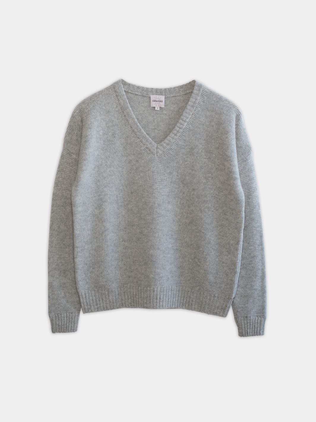 Grå Ella Moonbeam Cashmere V-halsstickad