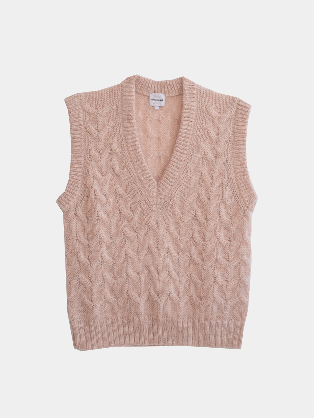 Ljusrosa Saga Moonbeam Mohair Stickatd Väst