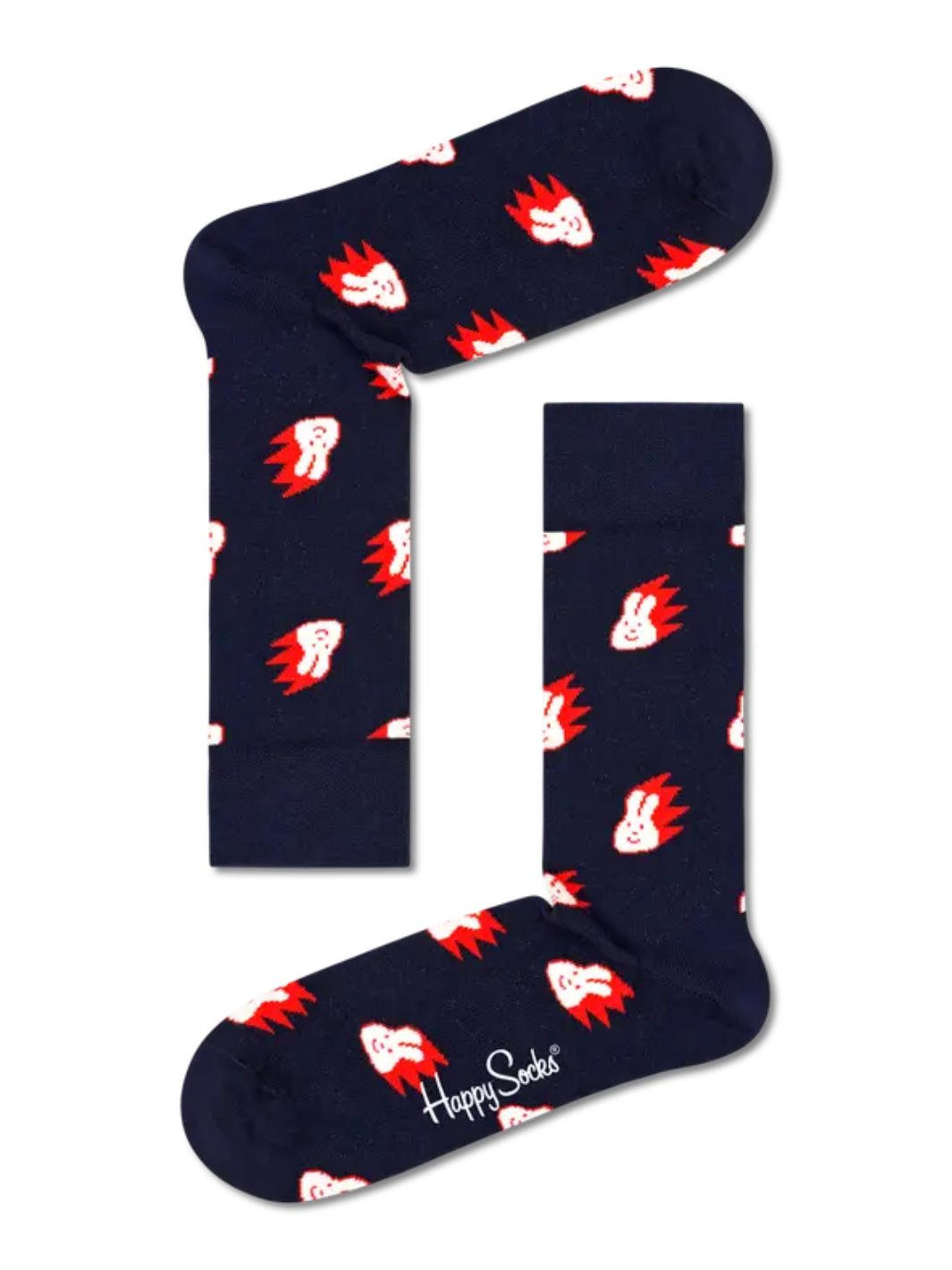 Mörkblå mäns Happy Socks med kaniner för honom