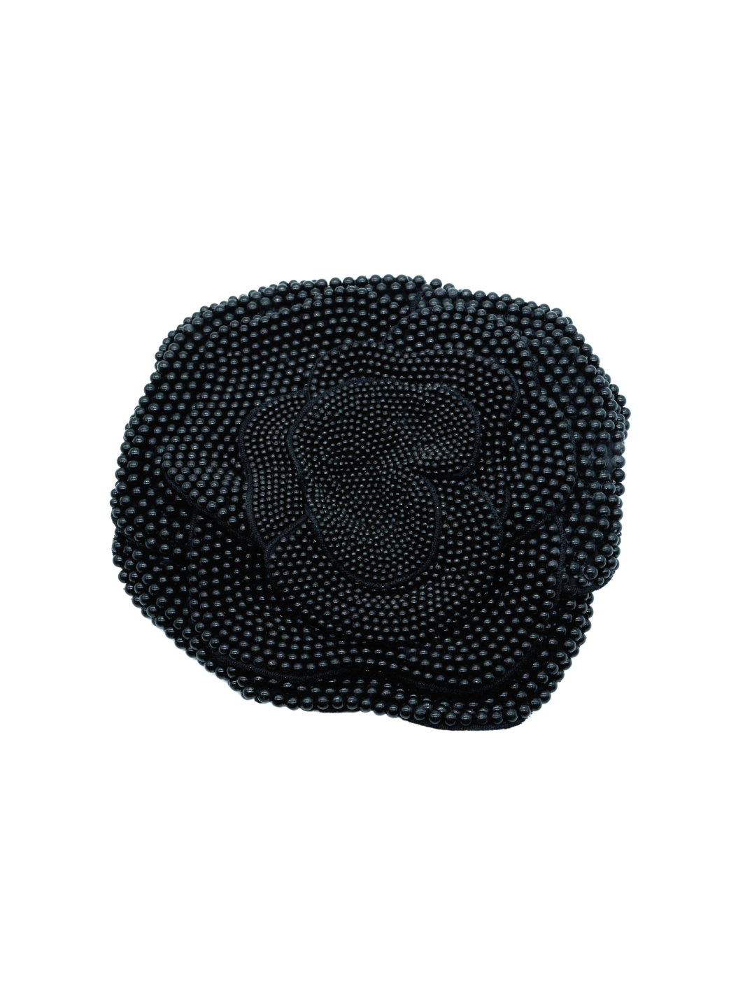 Stor Svart Custommade Rose Brosch Med Pärlor