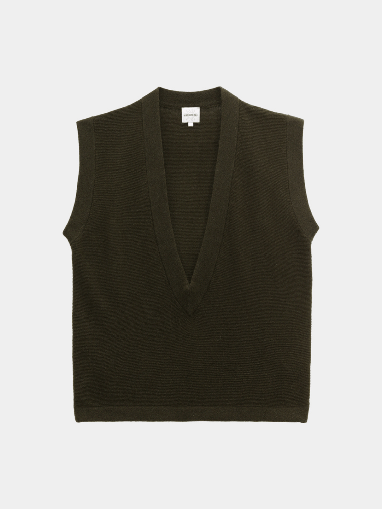 Armygrøn Camille Månestråle Cashmere strikvest 0/XS Månestråle