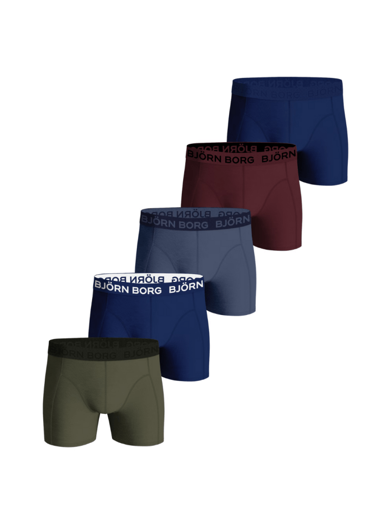 Björn Borg 5 - pack Drenge Boxershorts Blå Bordeaux Og Grøn 122 - 128 Björn Borg