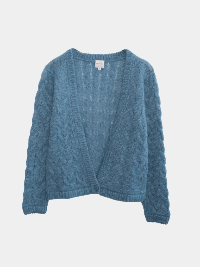 Blå Saga Månestråle Mohair Cardigan 0/XS Månestråle