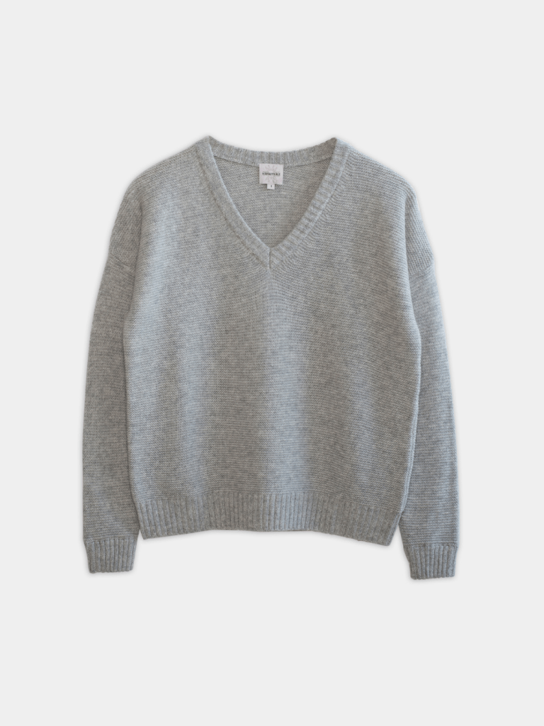 Grå Ella Månestråle Cashmere V - Neck Strik 0/XS Månestråle