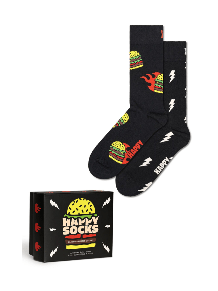 Happy Socks 2 - Pack Burger Gaveæske Til Ham & Hende 36 - 40 Happy Socks
