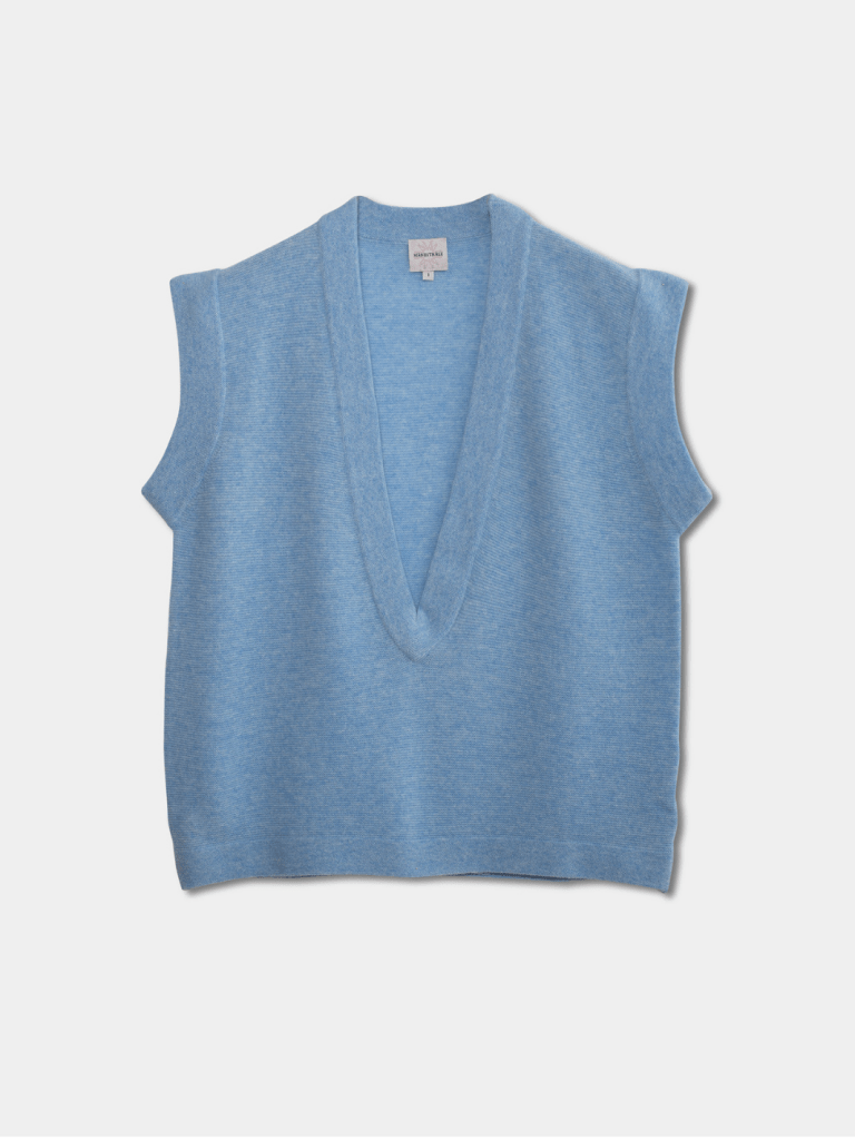 Lyseblå Camille Månestråle Cashmere strikvest 0/XS Månestråle