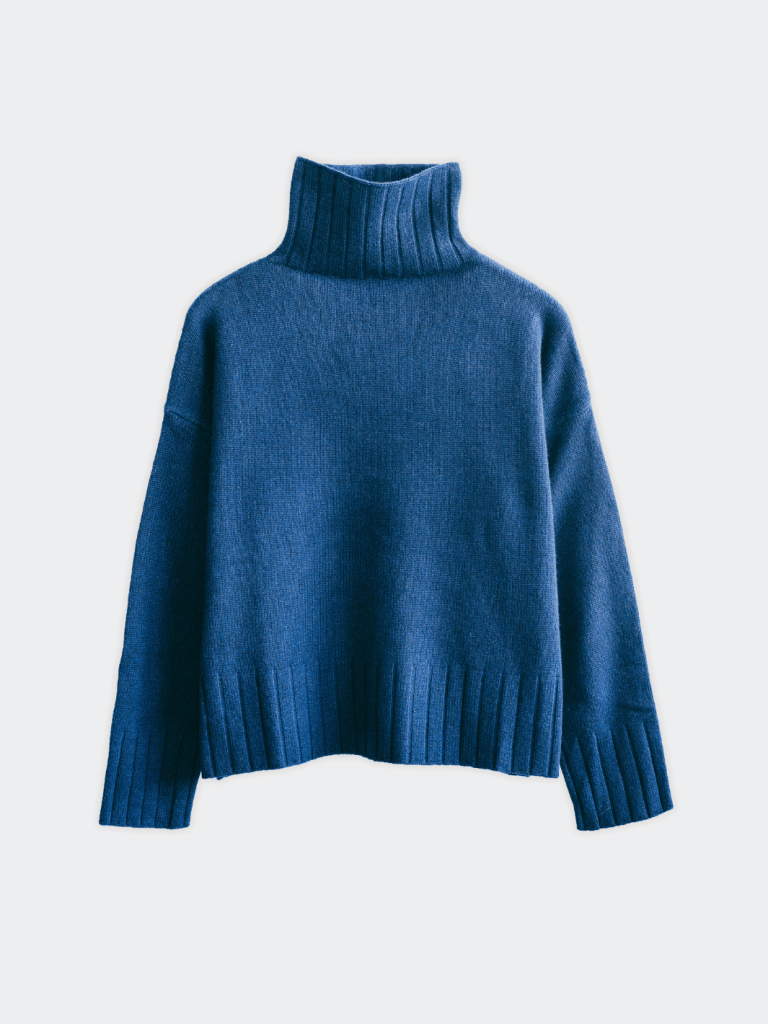 Petroleumsfarvet Bianca Månestråle Rullekrave Strik I Cashmere 0/XS Månestråle