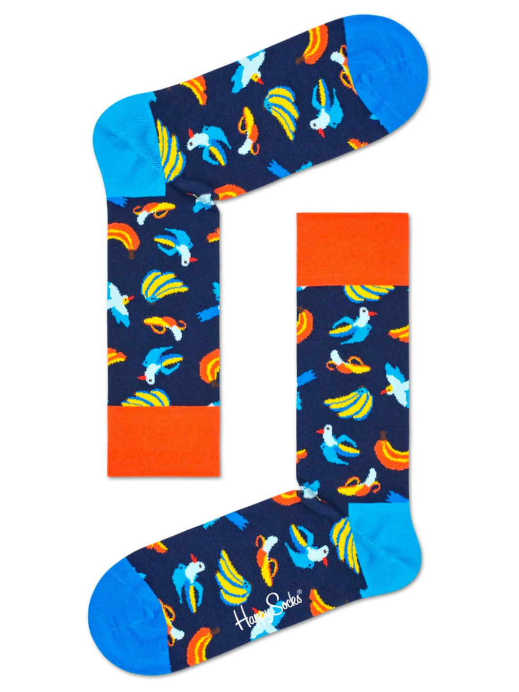 Mörkblå Happy Socks Bananfågelstrumpa för honom och henne