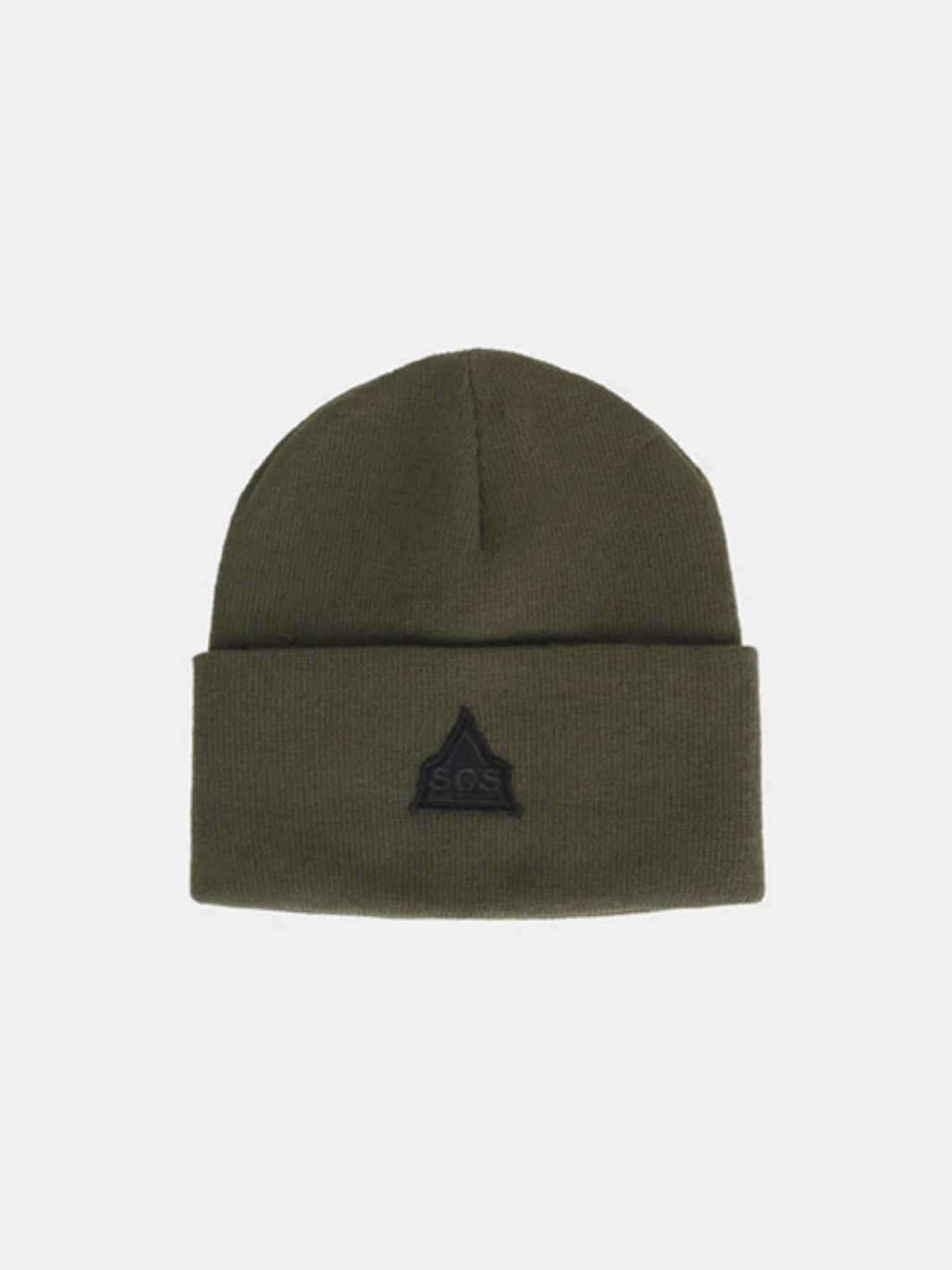 Stickatd armégrön SOS logotyp mössa