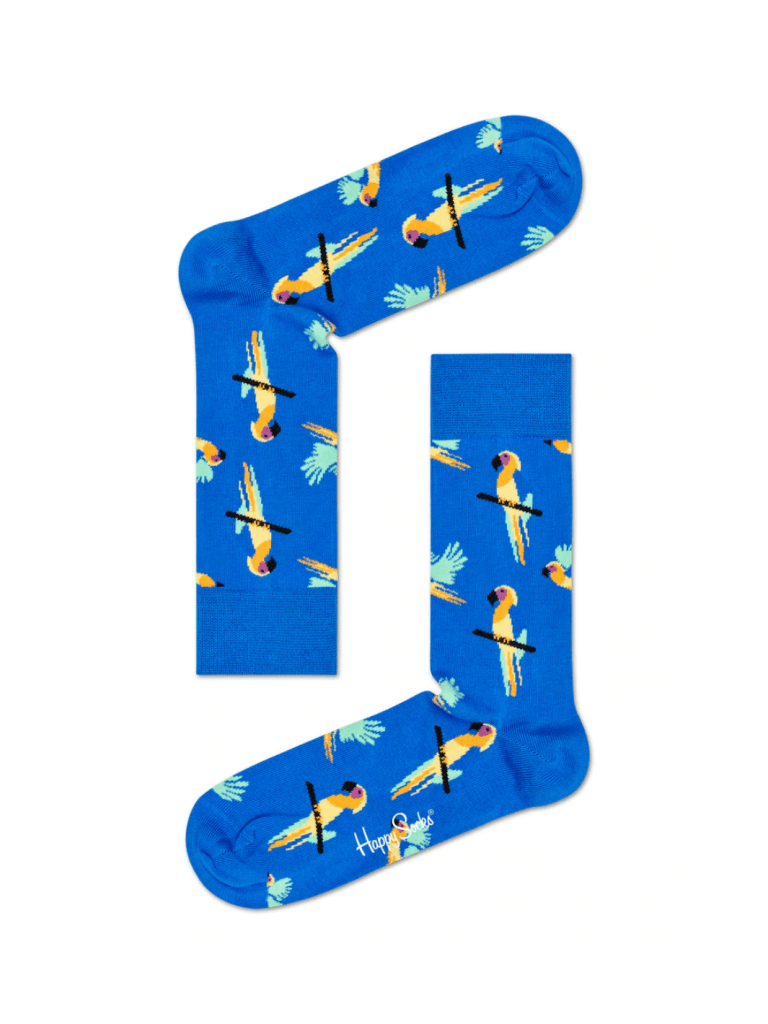 Blå Happy Socks med Papegøjer Til Ham & Hende 36 - 40 Happy Socks