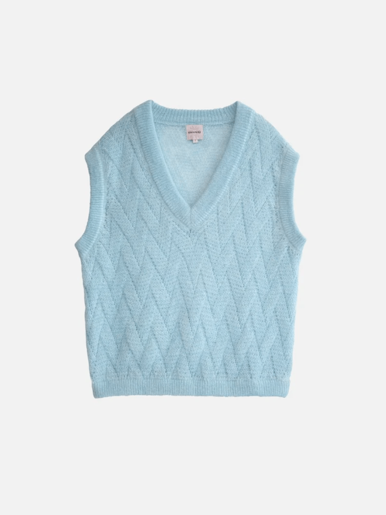 Lyseblå Månestråle Mohair strikvest 0 Månestråle