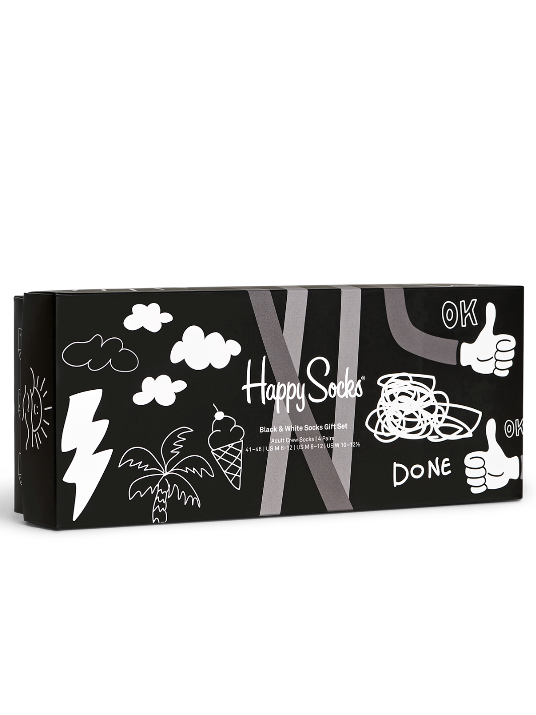 4-pack Happy Socks Svart/Vit presentförpackning för henne