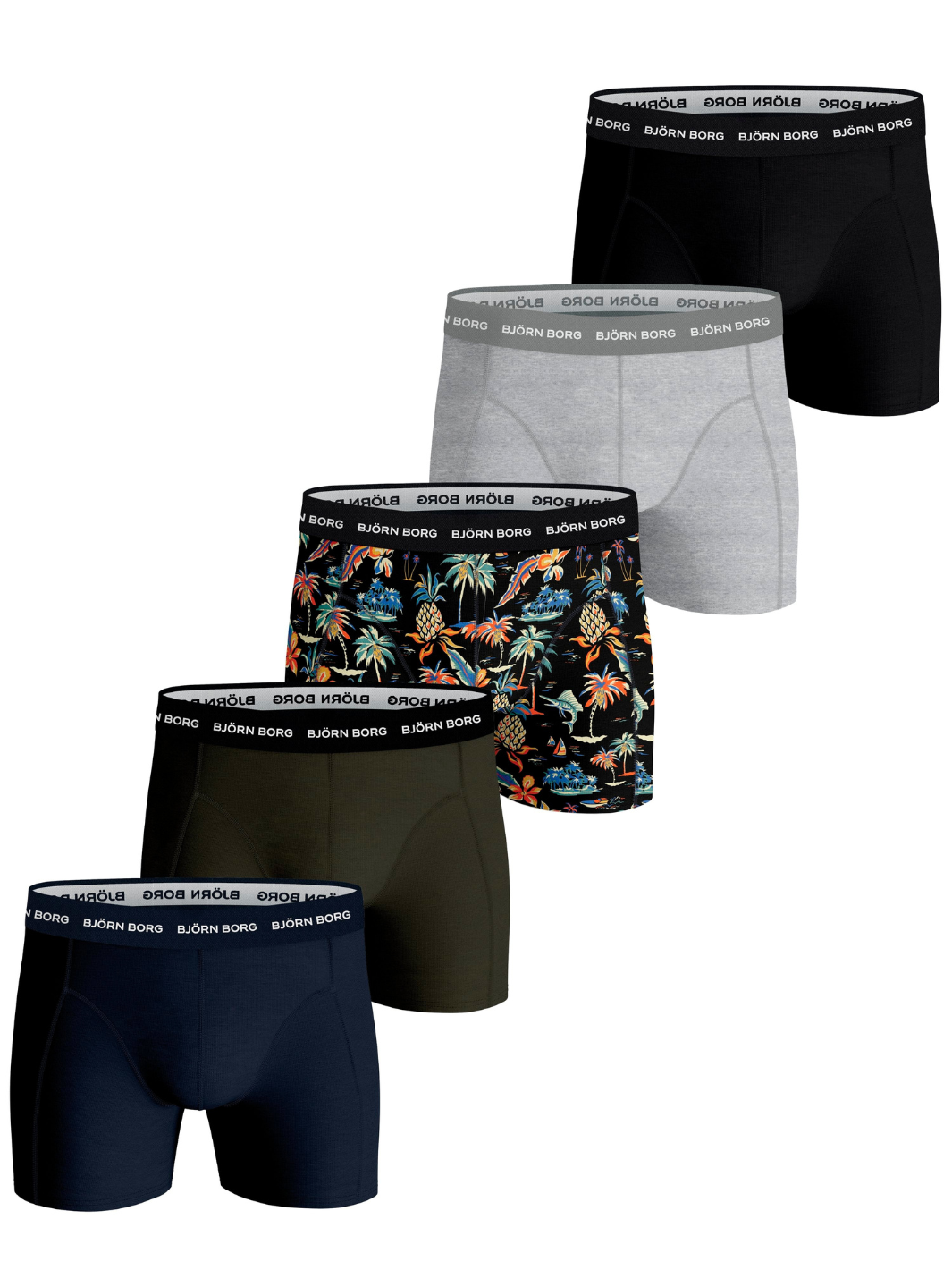 5-Pack Björn Borg Sort Cotton Stretch Boxer Shorts