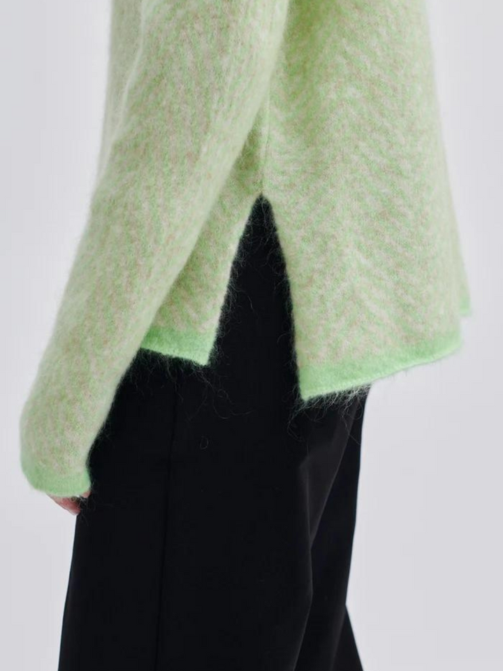 Beige - Neongrön Second Female Herrin Knit