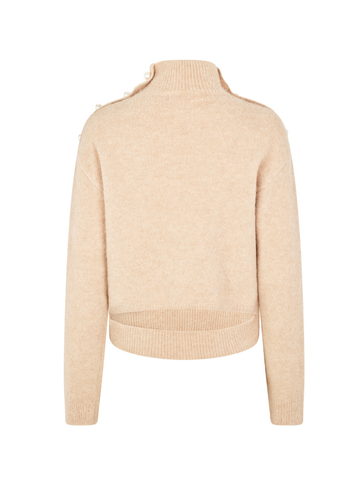 Beige Custommade Tone Stickatt Med High Neck