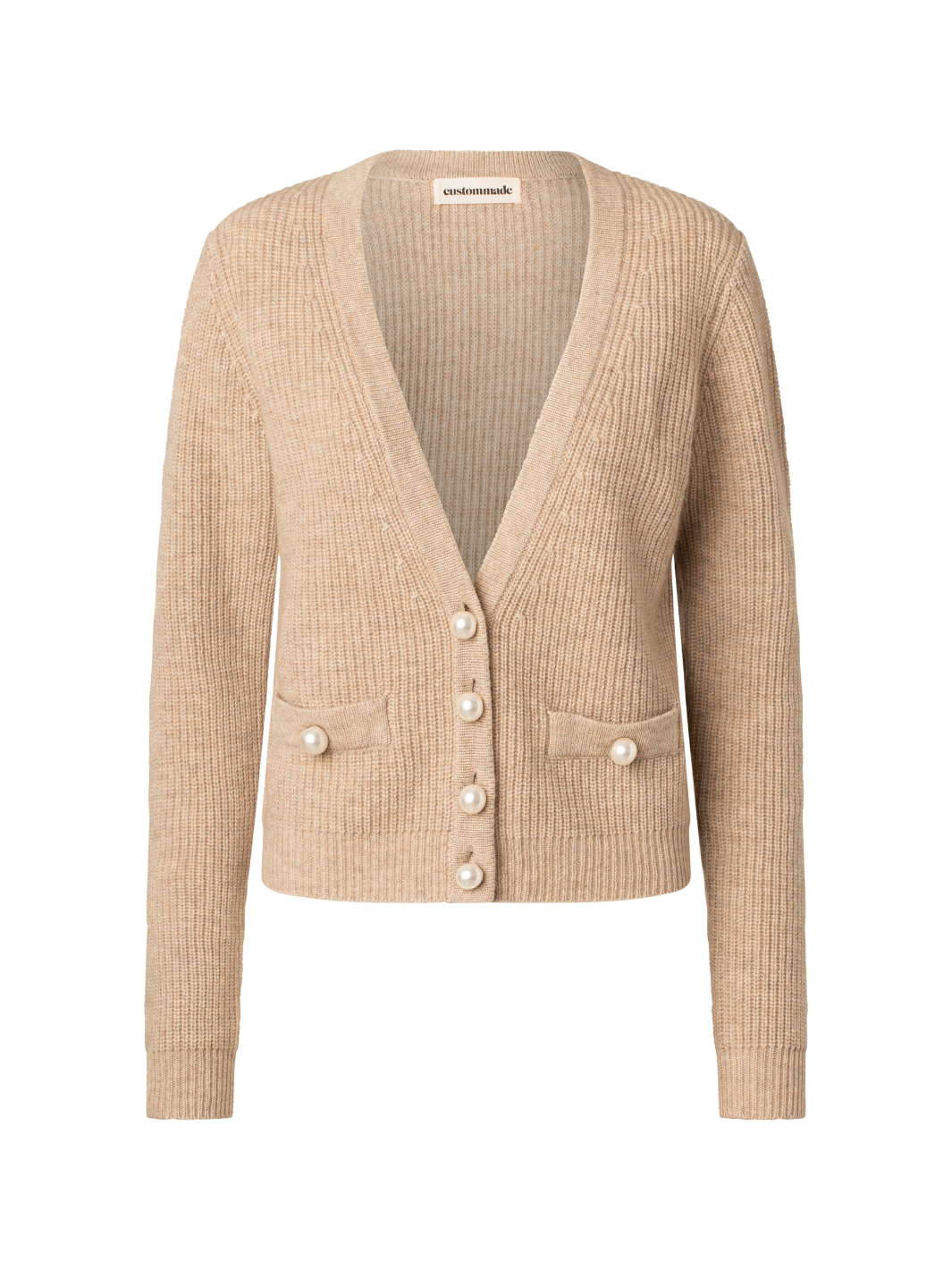 Beige Vevi Custommade Stickad Cardigan