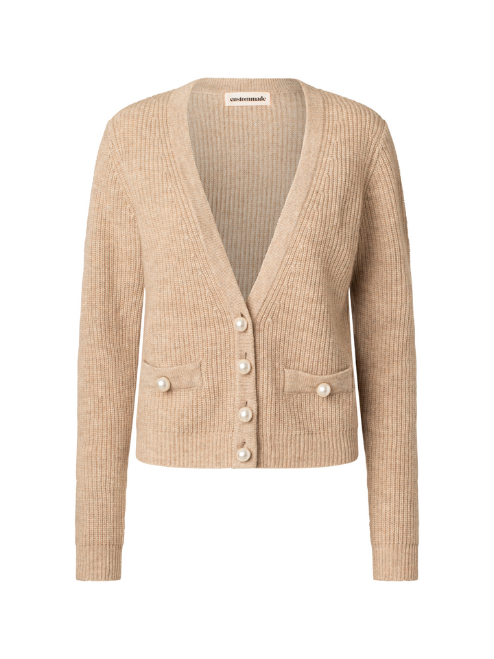 Beige Vevi Custommade Stickad Cardigan