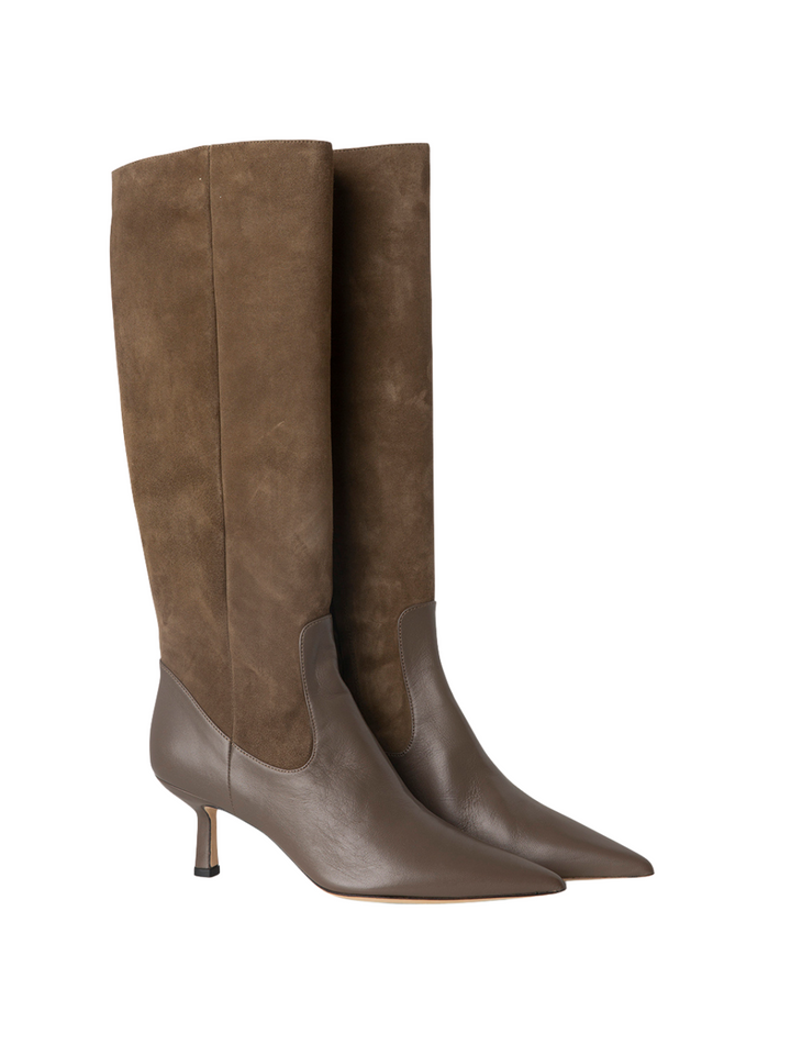 Brun Custommade Ally Boot I Mocka &amp; Slät Läder