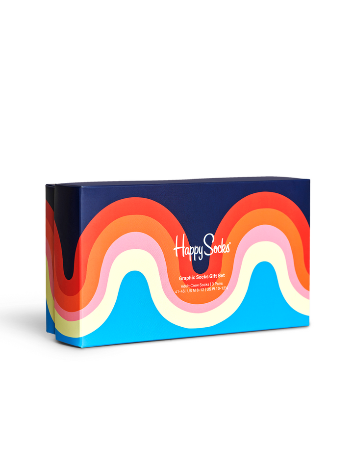 Happy Socks 3-pack grafisk presentförpackning för män och kvinnor