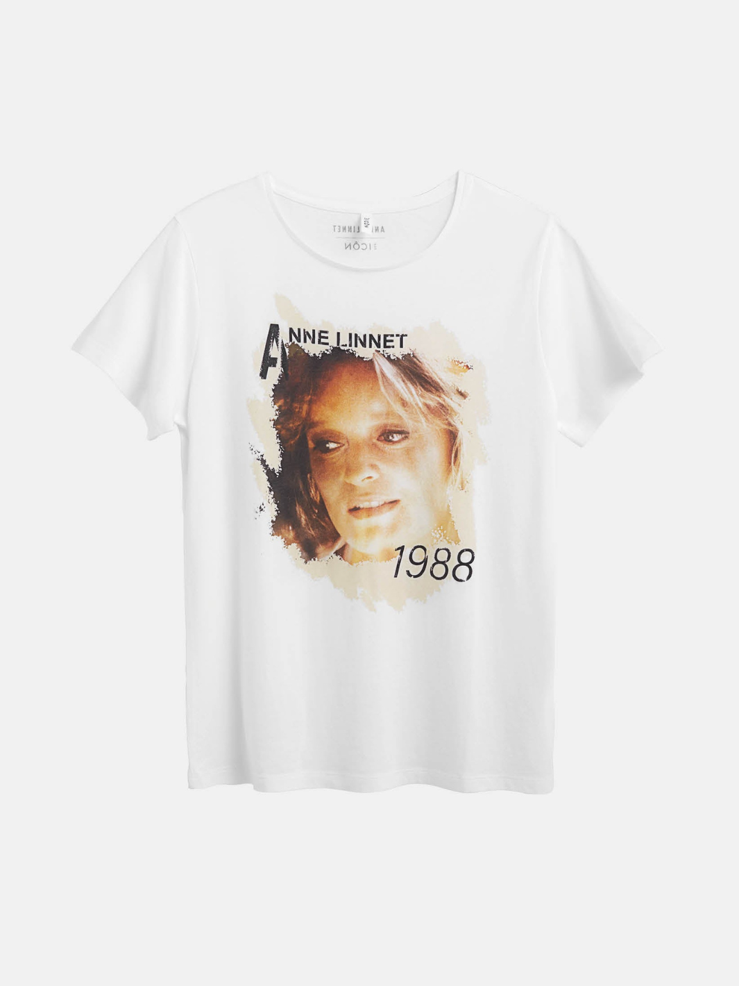 Vit Anne Linnet T-shirt "I'm Right Here" för kvinnor