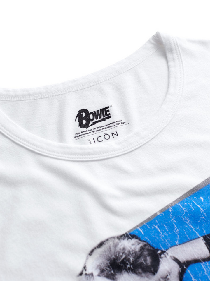 Vit ikon David Bowie Lightning T-shirt för kvinnor