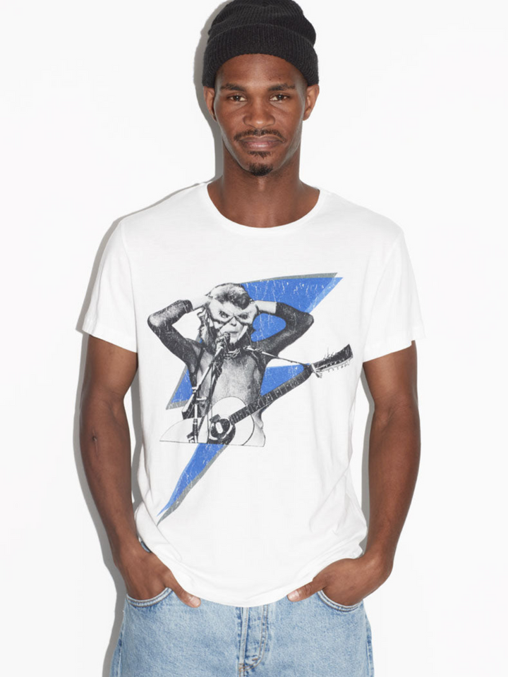 Vit ikon David Bowie Lightning T-shirt för män