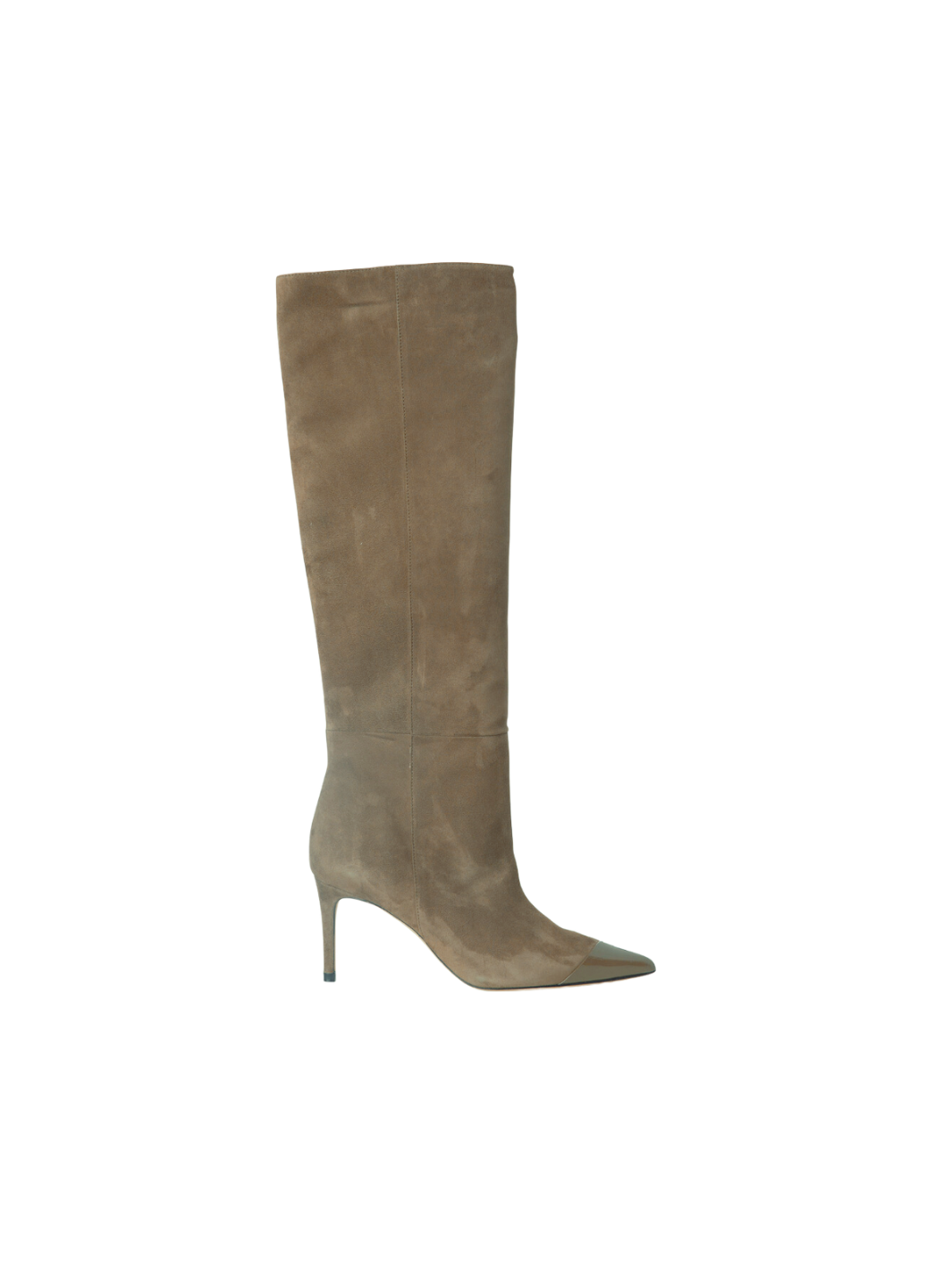 Khaki Brun Lång Custommade Alia Boot i Mocka &amp; Läder