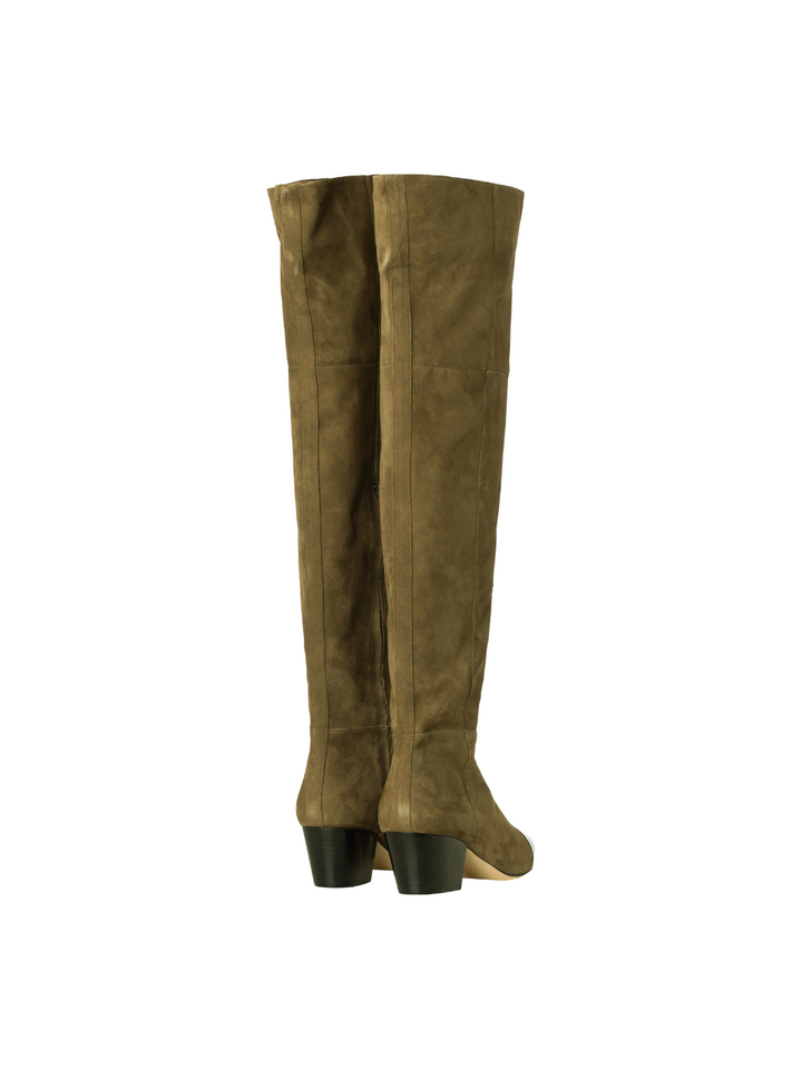 Khaki Lång Custommade Adonna Boot I Mocka