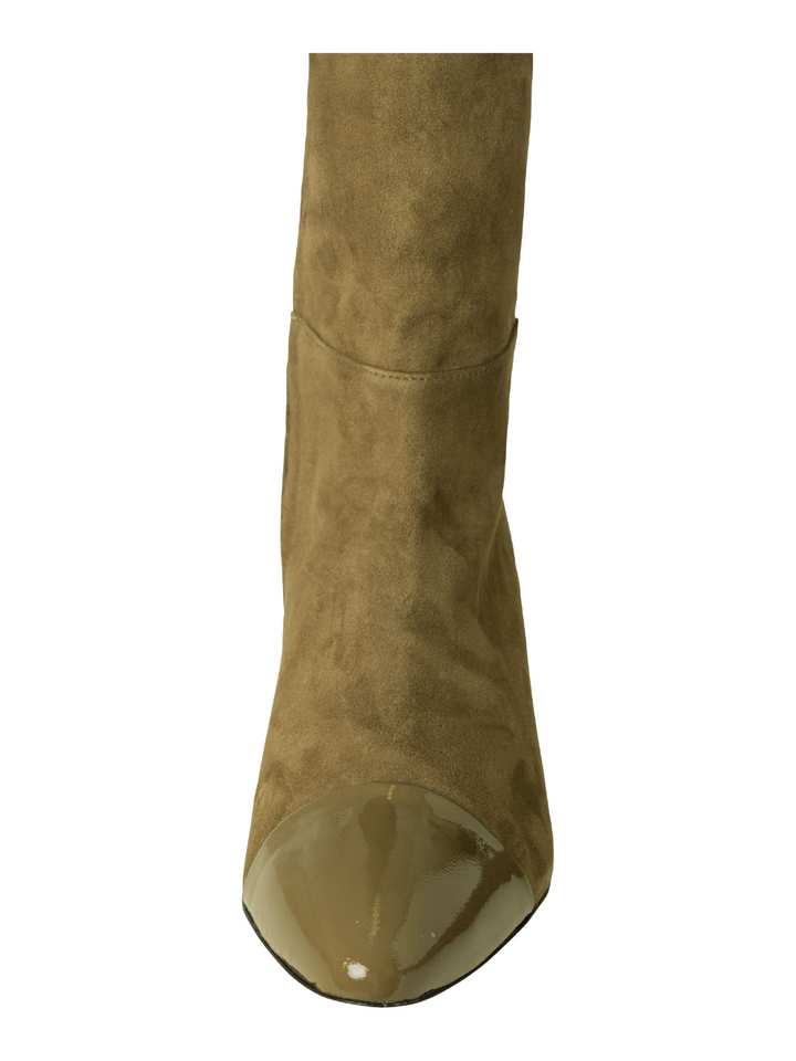 Khaki Lång Custommade Adonna Boot I Mocka