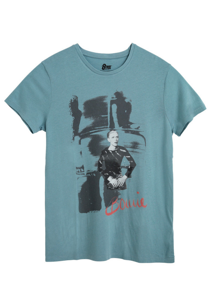 Ljusblå ikon David Bowie Wave T-shirt för män