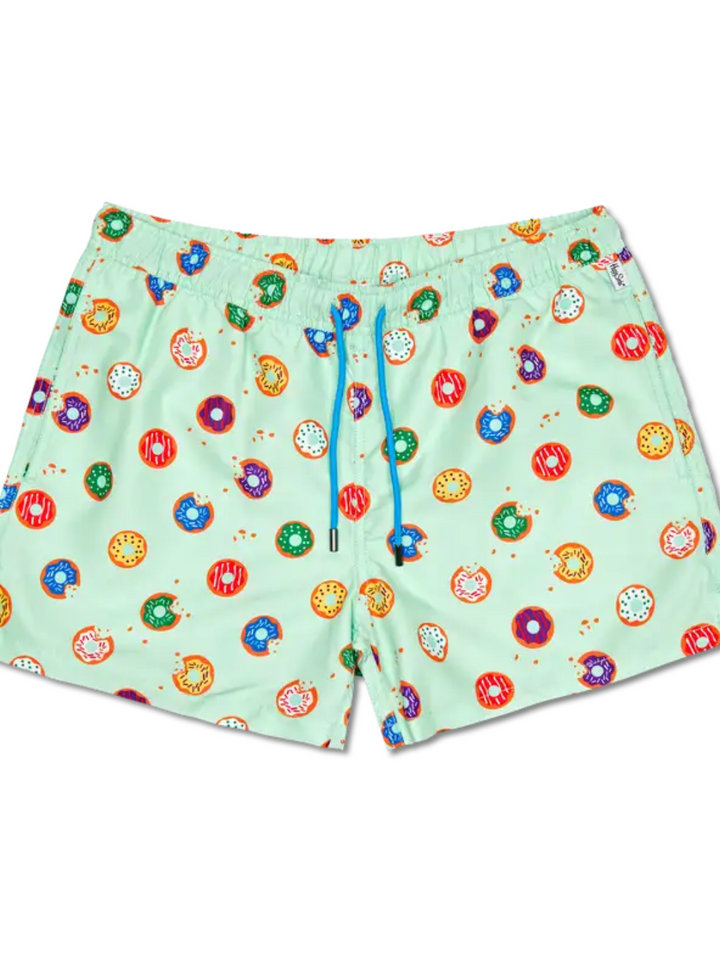 Ljusgröna Happy Socks simshorts med munkar