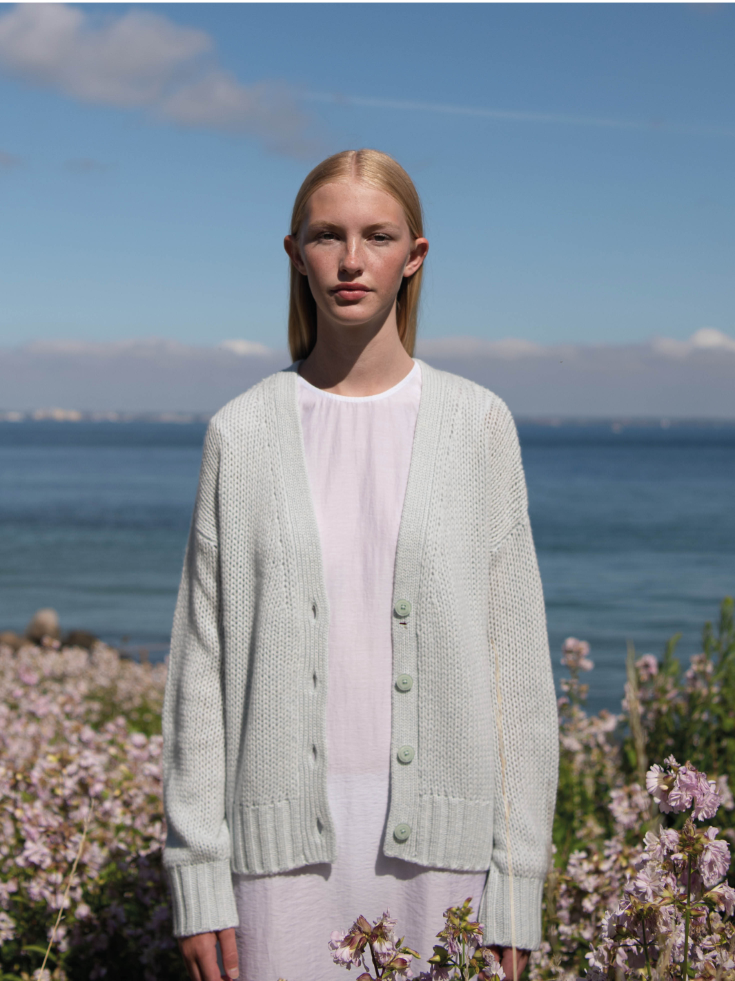 Ljusblå Nora Moonbeam Cashmere Cardigan