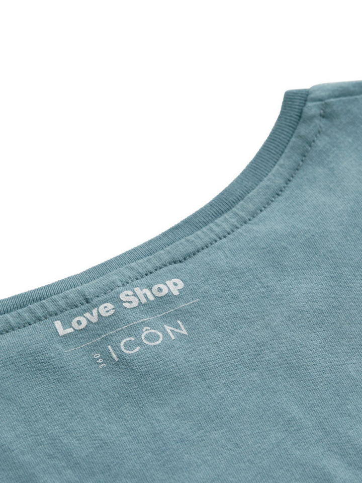 Ljusblå Icôn Love Shop "Frälsningsarmén" T-shirt för kvinnor