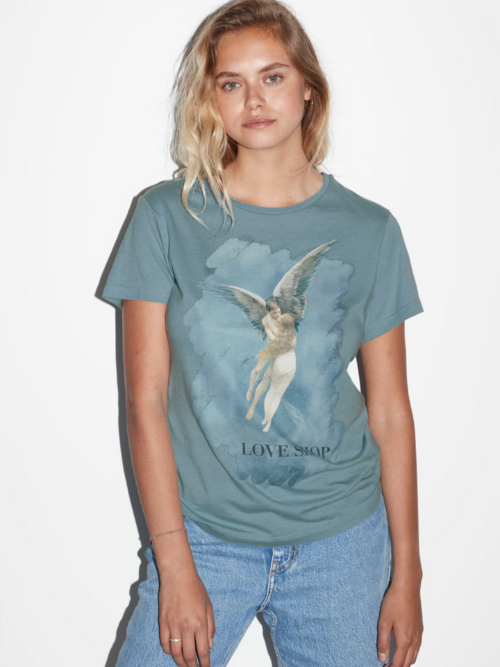 Ljusblå Icôn Love Shop "Frälsningsarmén" T-shirt för kvinnor