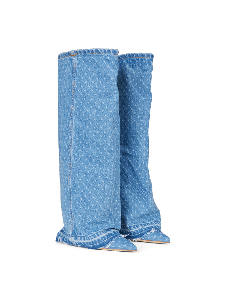 Ljusblå Polka Dot Anie Custommade Denim Boot