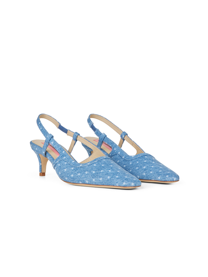 Ljusblå Polka Dot Anita Custommade Slingback Denim Style