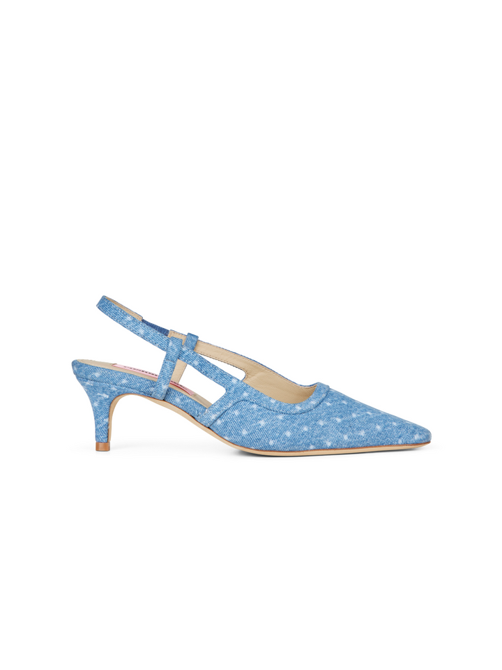 Ljusblå Polka Dot Anita Custommade Slingback Denim Style