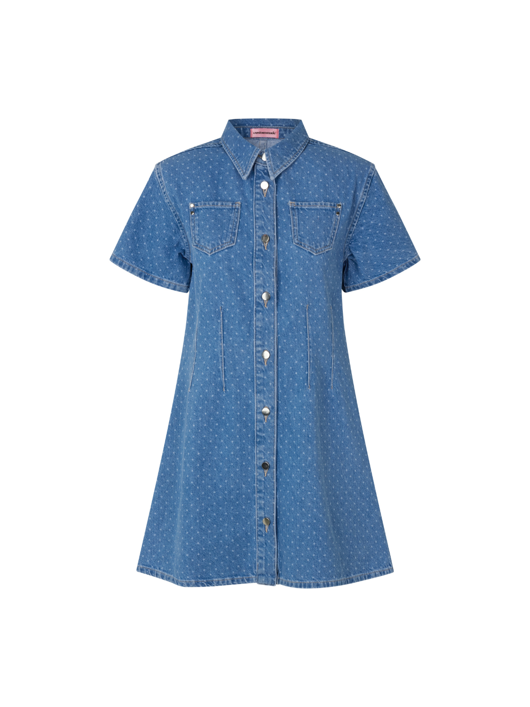 Ljusblå Polka Dot Jamilah Custommade Denim Klänning