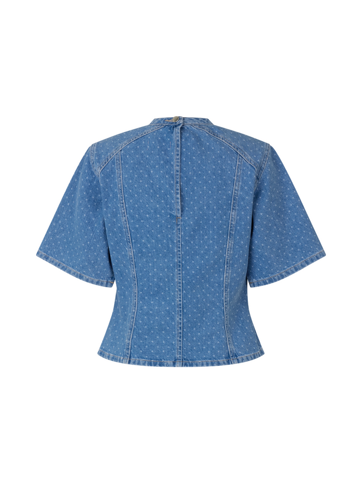 Ljusblå Polka Dot Stella Custommade jeansskjorta blus