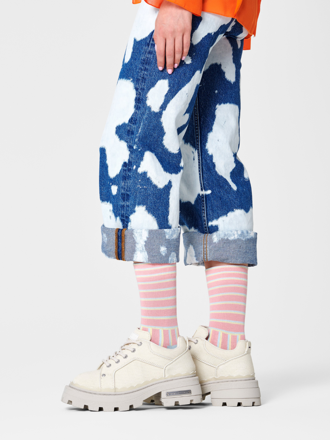Rosa kvinnors Happy Socks med ränder för henne