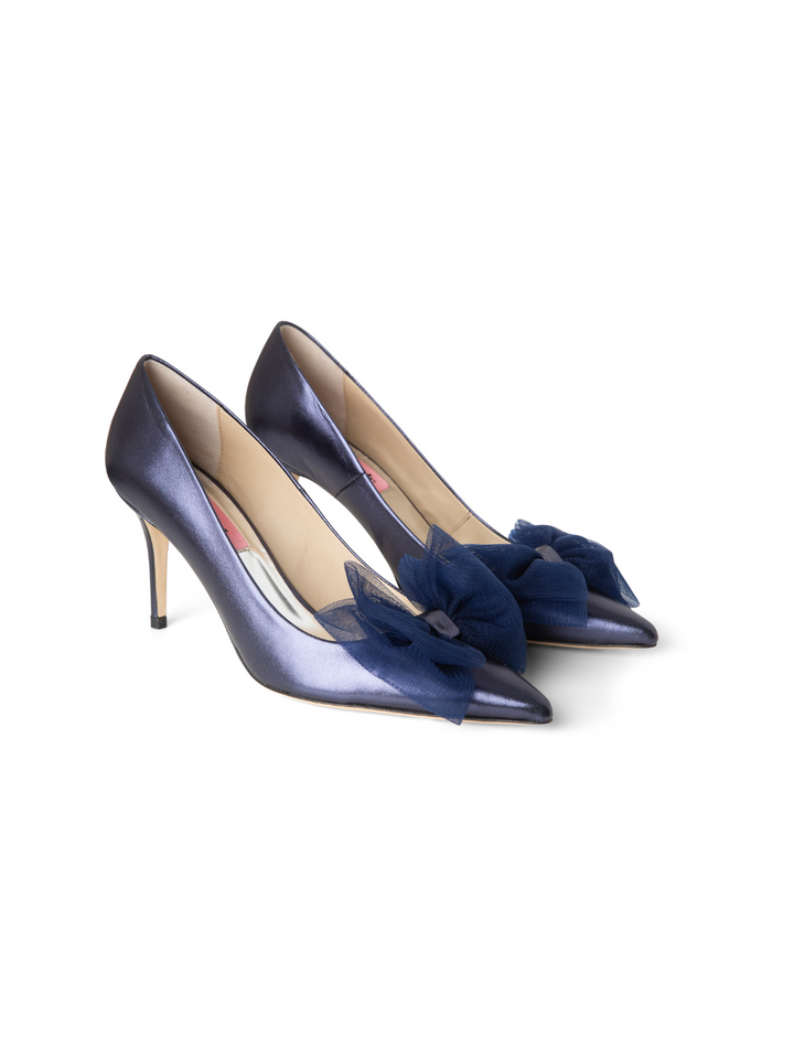 Metallic Blue Custommade Aljo Styled Med Tulle Rosett