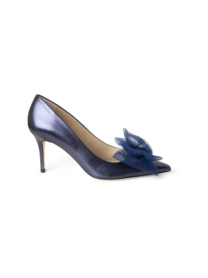 Metallic Blue Custommade Aljo Styled Med Tulle Rosett