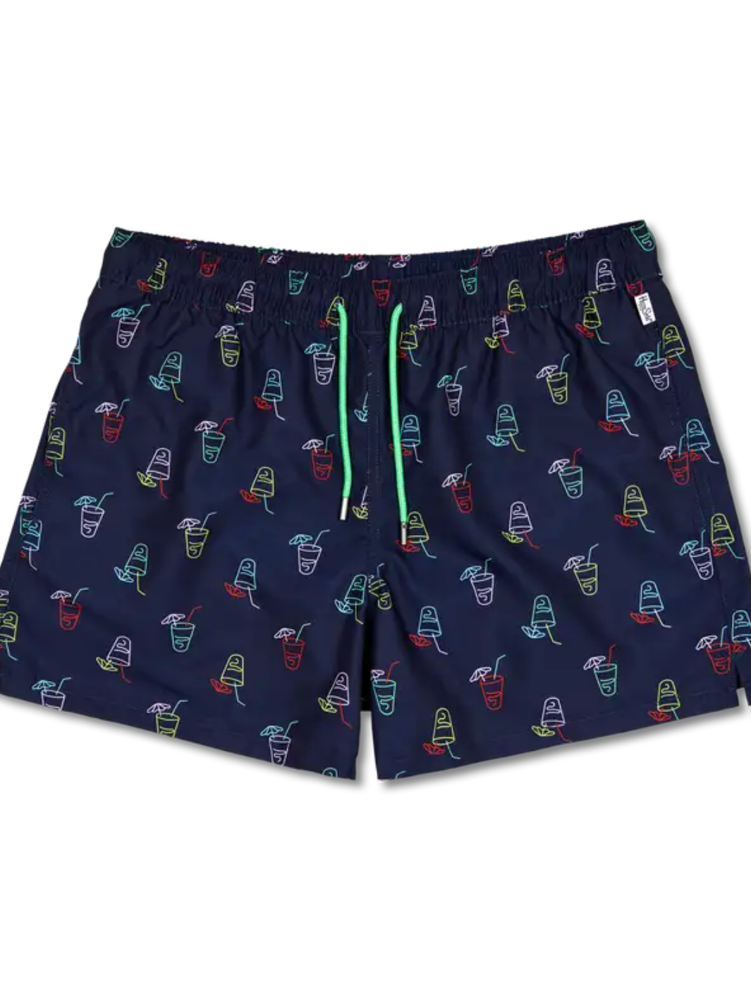 Mörkblå Happy Socks Simshorts Med Dryckesmotiv