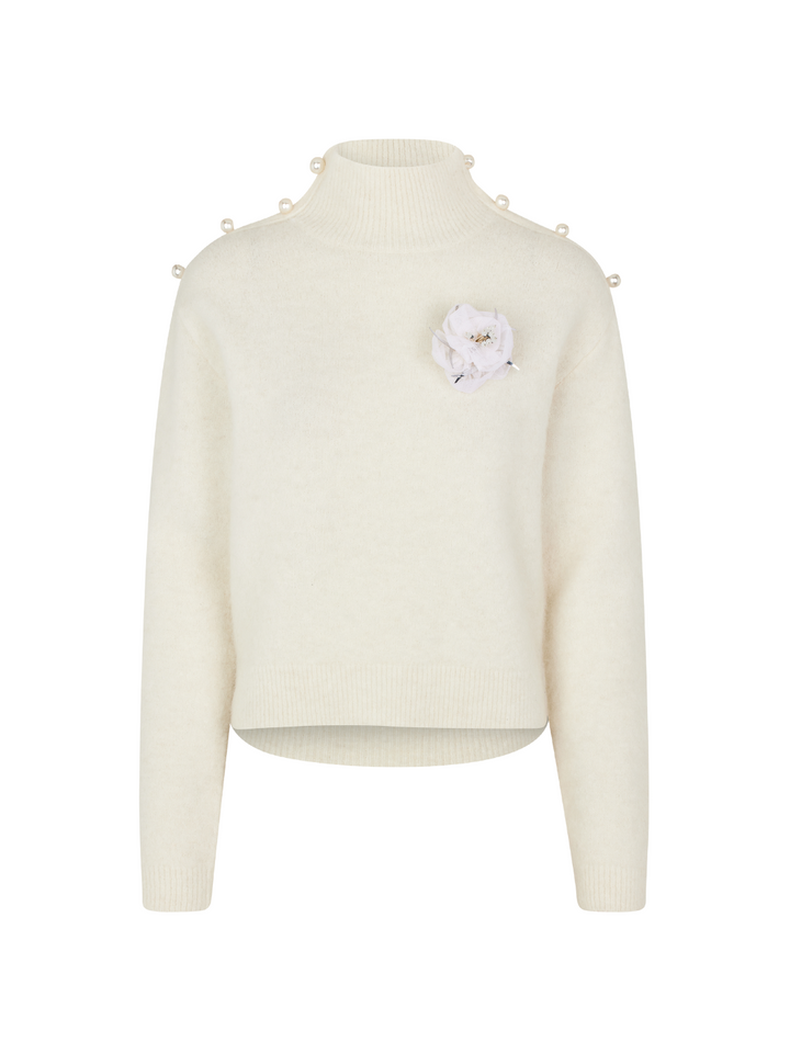 Offwhite Custommade Tone Stickatt Med High Neck
