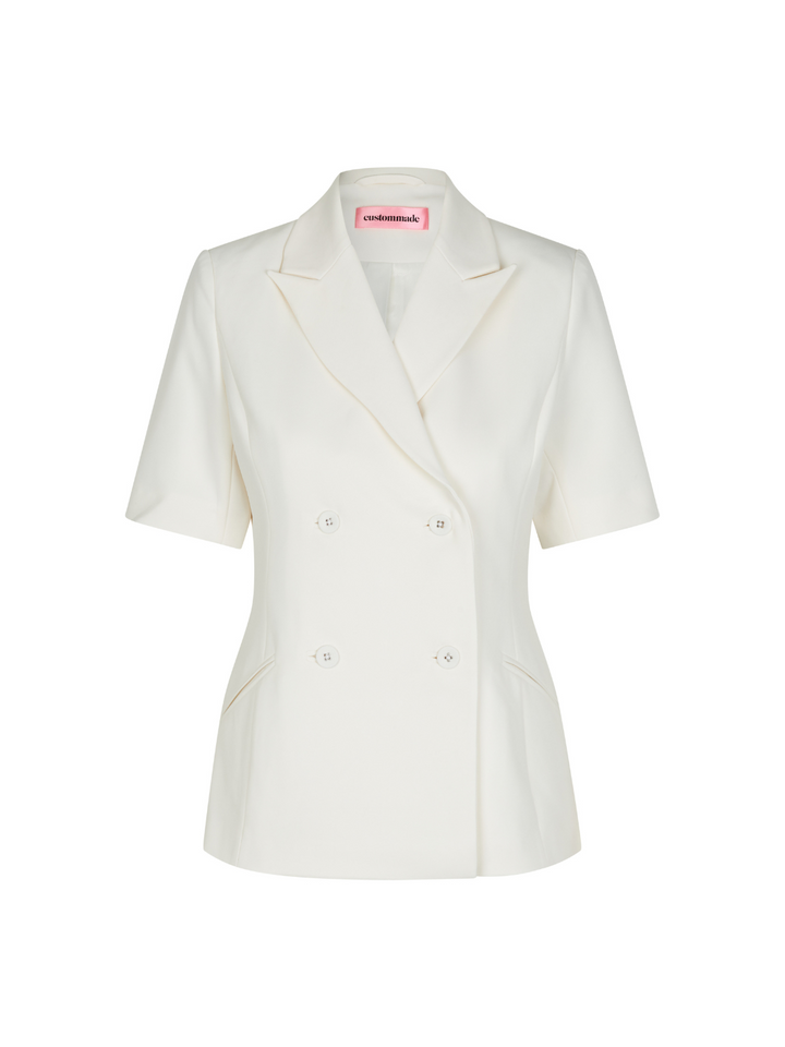 Offwhite dubbelknäppt fransad Custommade Blazer