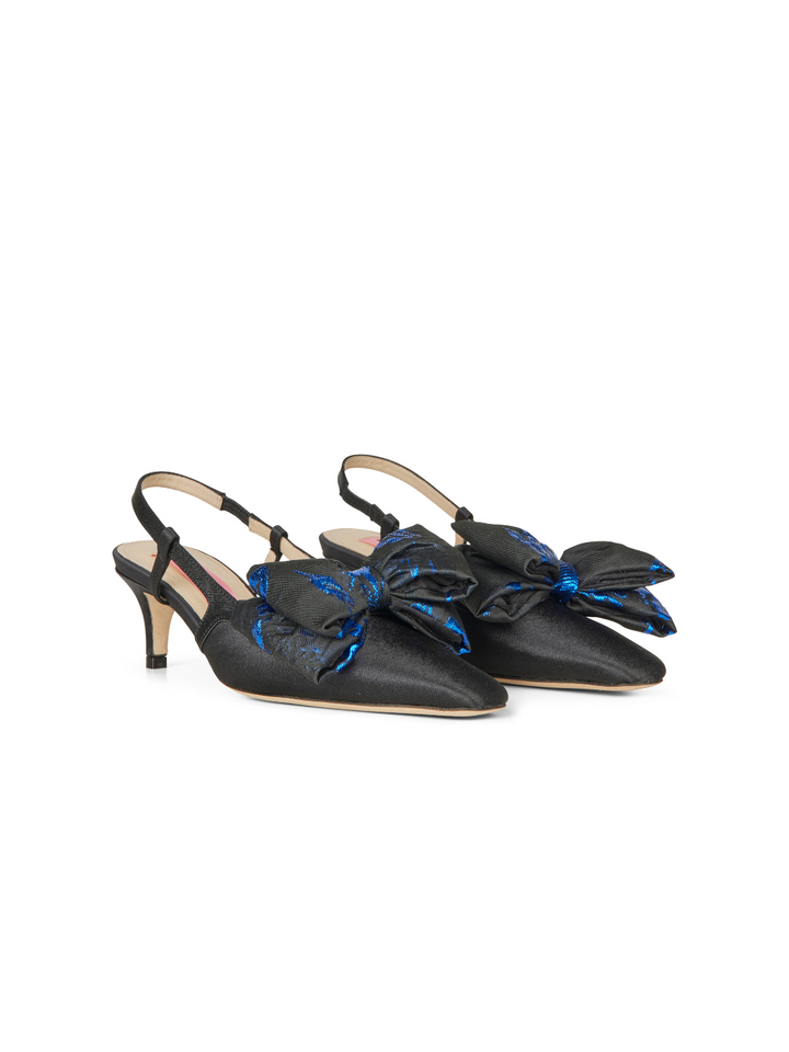 Svart Anita Custommade Satin Slingback Styled Med rosett