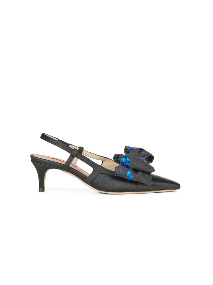 Svart Anita Custommade Satin Slingback Styled Med rosett