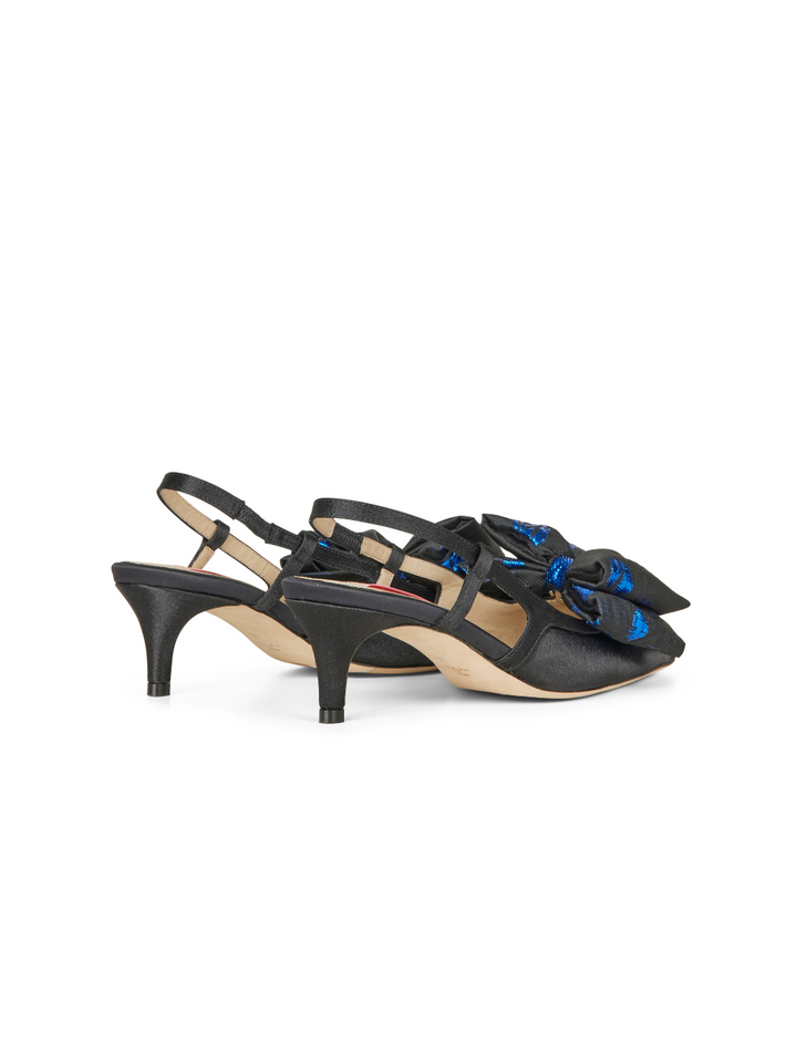 Svart Anita Custommade Satin Slingback Styled Med rosett